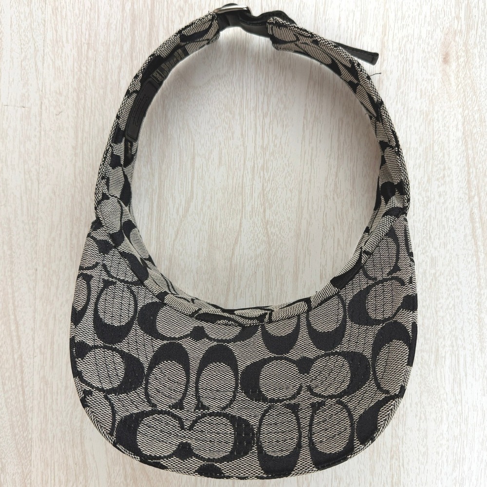 COACH‎ Signature Visor M/L Gray Black Logo Golf Beach Resort Vacation Tennis Y2K - Picture 6 of 9